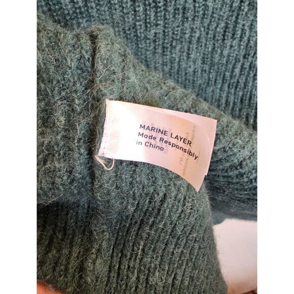 Marine Layer Sweater Green Wool Blend Crew Neck Knit Pullover Small **FLAW** - Picture 5 of 9